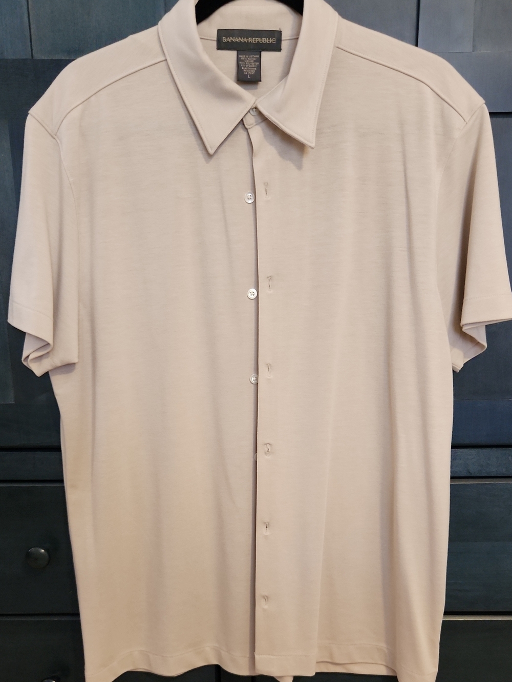 Banana Republic Men's Short-Sleeve Button-Down Shirt — Light Beige